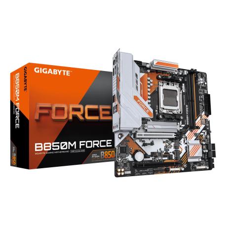 Gigabyte B850M FORCE - Motherboard - micro ATX - Socket AM5 - AMD B850 Chipset - USB-C 3.2 Gen 1, USB 3.2 Gen 2, USB 3.2 Gen 1 - 2.5 Gigabit LAN - onboard graphics (CPU required) - HD Audio (8-channel) - 0