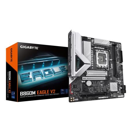 Gigabyte B860M EAGLE V2 - Motherboard - micro ATX - LGA1851 Socket - B860 Chipset - USB 3.2 Gen 1, USB-C 3.2 Gen 1 - 2.5 Gigabit LAN - onboard graphics (CPU required) - HD Audio (8-channel) - 0