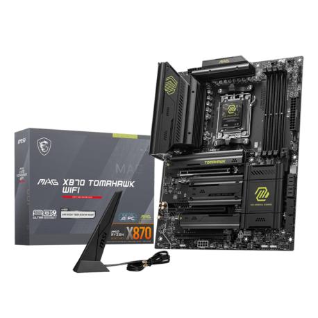 MSI MAG X870 TOMAHAWK WIFI - Motherboard - ATX - Socket AM5 - AMD X870 Chipset - USB4, USB 3.2 Gen 2, USB-C 3.2 Gen2, USB-C 3.2 Gen 2x2, USB 3.2 Gen 1 - 5 Gigabit Ethernet, Wi-Fi 7 - onboard graphics (CPU required) - HD Audio (8-channel) - 1