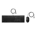 HP 225 - Keyboard and mouse set - ambidextrous, 3-zone layout, standard key travel - full size - USB - QWERTY - Russian - black
