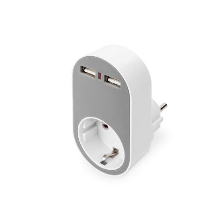 DIGITUS DA-70617 - Power adapter - AC 250 V - 3680 Watt - output connectors: 2 - white / grey - 0