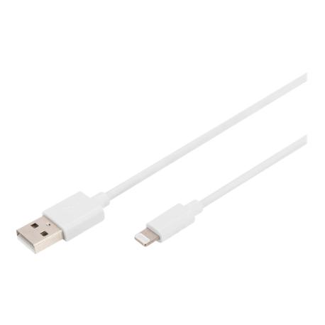 DIGITUS - Lightning cable - USB male to Lightning male - 2 m - double shielded - white - for Apple 10.2-inch iPad; AirPods Max; AirPods Pro; iPhone 11, 12, 13, SE - 0
