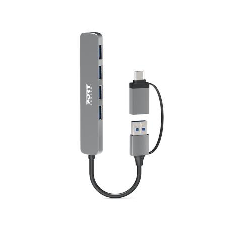 PORT Connect - Hub - USB-C / USB-A, slim - 3 x USB 2.0 + 1 x SuperSpeed USB - desktop - 0