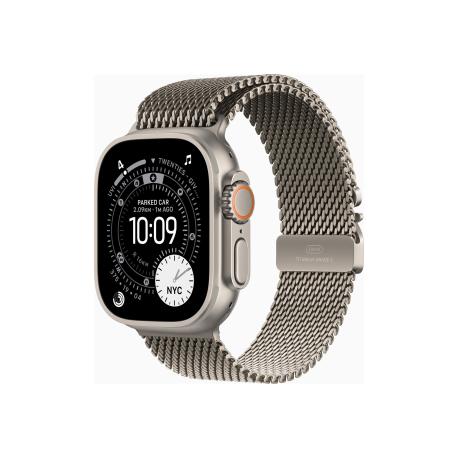 Apple Watch Ultra 3 - 49 mm - natural titanium - Yes smart watch with milanese loop - band size: M - 64 GB - LTE, NFC, Wi-Fi 4, UWB, Bluetooth - 5G - 61.6 g - 0