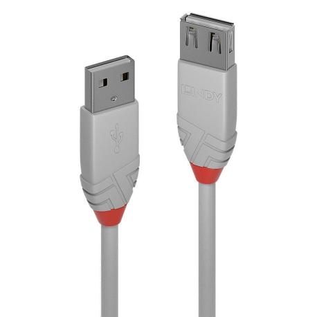 Lindy Anthra Line - USB extension cable - USB (M) to USB (F) - USB 2.0 - 2 m - round - grey - 0