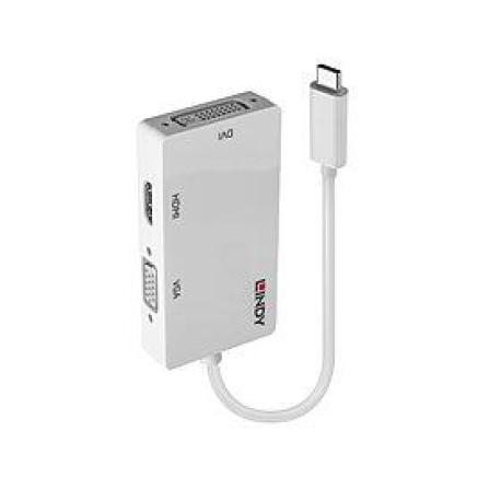 Lindy - External video adapter - VL100 - USB-C 3.1 - DVI, HDMI, VGA - white - 0