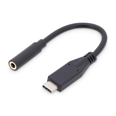 DIGITUS - USB-C to headphone jack adapter - USB-C male to stereo mini jack female - 20 cm - black - 0