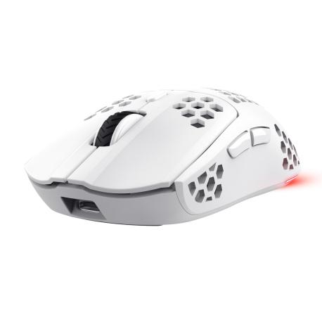 Trust GXT 929W Helox - Mouse - ultra-lightweight, gaming - right-handed - optical - 6 buttons - wireless - 2.4 GHz - USB wireless receiver - white - 0