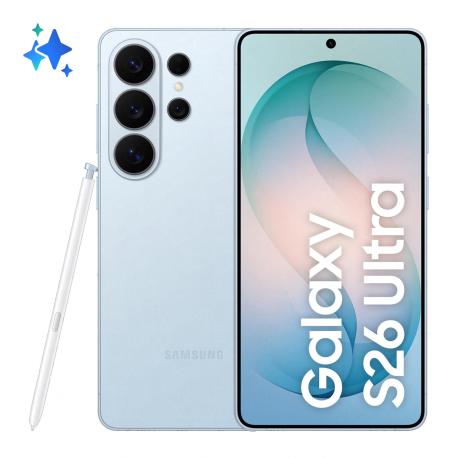 Samsung Galaxy S26 Ultra - 5G smartphone - dual-SIM - RAM 12 GB  /  Internal Memory 512 GB - OLED display - 6.9" - 3120 x 1440 pixels (120 Hz) - 4x rear cameras 200 MP, 50 MP, 50 MP, 10 MP - front camera 12 MP - sky blue - 0