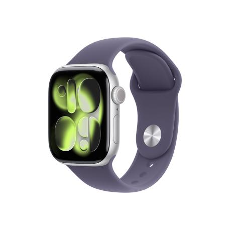 Apple Watch Series 11 (GPS) - 42 mm - silver aluminium - smart watch with sport band - fluoroelastomer - purple fog - band size: M/L - 64 GB - Wi-Fi 4, UWB, Bluetooth - 30.3 g - 0