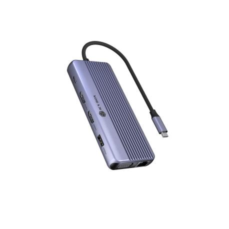 Icy Box Travel Dock 12-in-1, 3x Videoausgabe (2x HDMI + 1x VGA) - 0