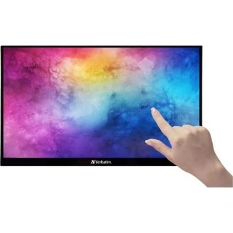 Verbatim PMT-15 - LED monitor - 15.6" - portable - touchscreen - 1920 x 1080 Full HD (1080p) - IPS - 1000:1 - HDMI, 2xUSB-C - speakers - 1