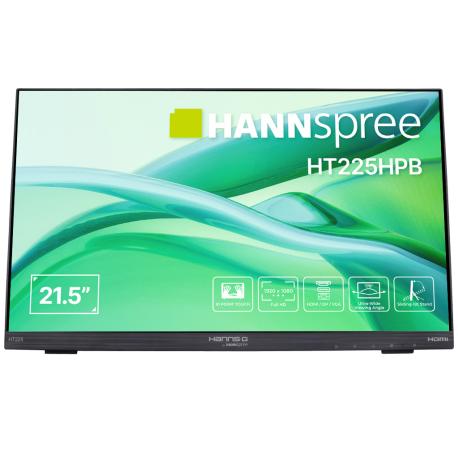 HANNS.G HT225HPB - HT Series - LED monitor - 21.5" - touchscreen - 1920 x 1080 Full HD (1080p) @ 60 Hz - 250 cd / m² - 1000:1 - 7 ms - HDMI, VGA, DisplayPort - speakers - 0