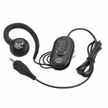 Over the ear headset  3.5mm  w/mic and PTT button w/clip. Rotating earpiece for right/left ear configuration, built-in cord wrap - 0