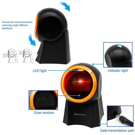 Qoltec - Barcode scanner - desktop - 100 scan  /  sec - decoded - USB - 1