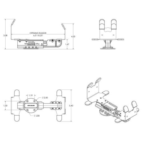 RAM RAM-VPR-107 - Mounting component (cradle) - for printer - for Citizen CMP-30; Intermec PB50, PB51; Zebra QLn 420 - 3