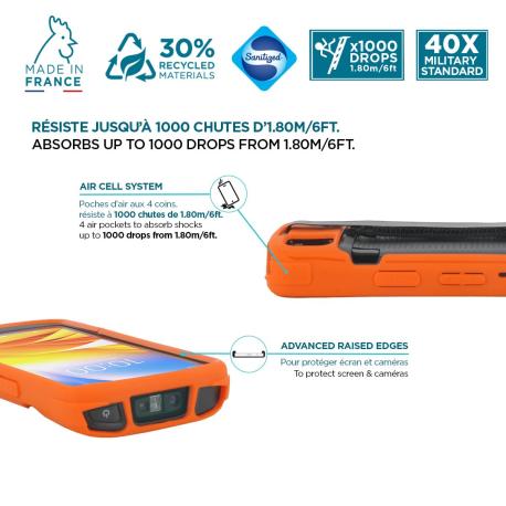 PROTECH - Case - Safety Orange + Handstrap for Zebra TC53 - TC58 - Pantone 021C - Soft bag - 1