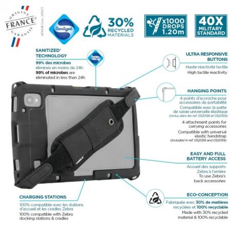 Mobilis PROTECH - Back cover for tablet - rugged - with hand strap - black - 8" - for Zebra ET40 (8 in), ET45 (8 in) - 1
