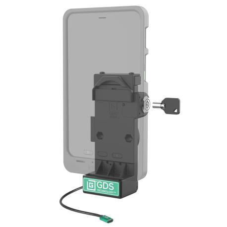 RAM Mounts GDS Uni-Conn Spring Loaded Charging Dock With Key-Locking - 2-Hole AMPS Pattern - USB-C Connector - Screw-Set - 0