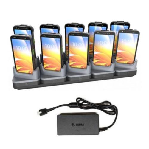 Charge-Only ShareCradle to charge ten TC201; TC22 / TC27 devices WITHOUT a rugged boot. Sold Separately 150W Power Supply (PWR-B - 2