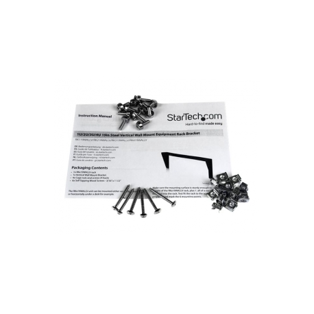 StarTech.com 2U Vertical Wall Mount Patch Panel Bracket - Steel Rack Mount Bracket w / Hardware for 19" Network, Server and Data Equipment (RK219WALLV) - Mounting bracket - wall mountable - black - 2U - 19" - for P / N: SV831DUSBUK - 3