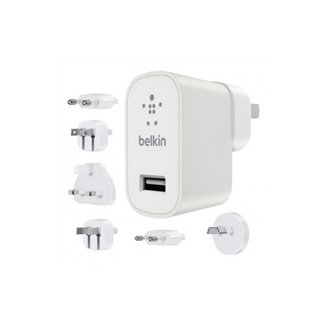 Belkin Global Travel Kit - Power adapter - 12 Watt - 2.4 A (USB (power only)) - white - 1