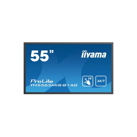 iiyama ProLite TH5565MIS-B1AG - 55" Diagonal Class (54.6" viewable) LED-backlit LCD display - digital signage - with touchscreen - 1080p 1920 x 1080 - black - 1