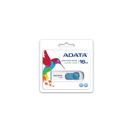 ADATA Classic Series C008 - USB flash drive - 16 GB - USB 2.0 - white, blue - 2
