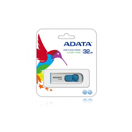 ADATA Classic Series C008 - USB flash drive - 32 GB - USB 2.0 - white, blue - 1