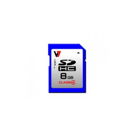 V7 VASDH8GCL4R - Flash memory card - 8 GB - Class 4 - SDHC - blue - 0