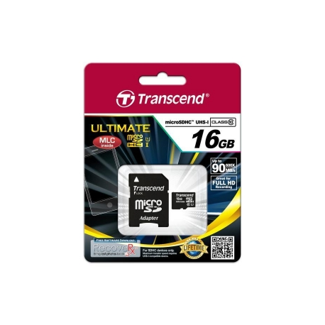 Transcend Ultimate - Flash memory card - 16 GB - UHS Class 1  /  Class10 - 600x - microSDHC UHS-I - 1