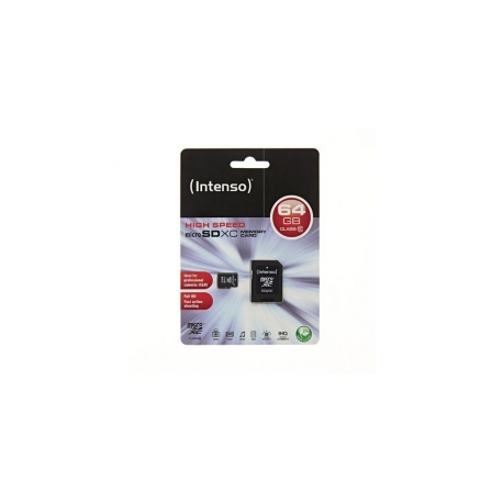 Intenso - Flash memory card (microSDXC to SD adapter included) - 64 GB - Class 10 - microSDXC - 1