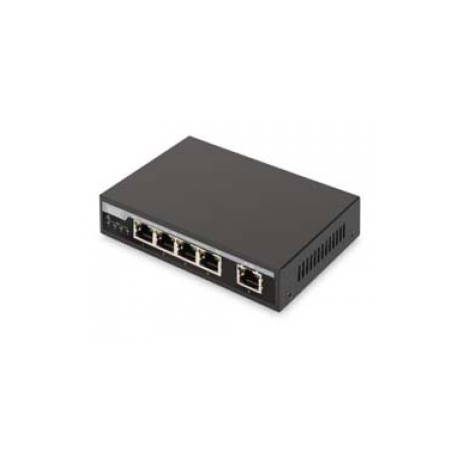 Assmann 4-Port PoE GB Desktop Switch (Gigabit Desktop PoE af/at 4-Port Switch, 10/100/1000Mbps, 62W PoE Power Budget, Metallgehä
