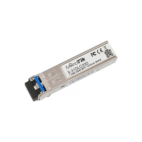 MikroTik S-31DLC20D - SFP (mini-GBIC) transceiver module - SFP (mini-GBIC)  /  LC single-mode - up to 20 km - 1310 nm - 0