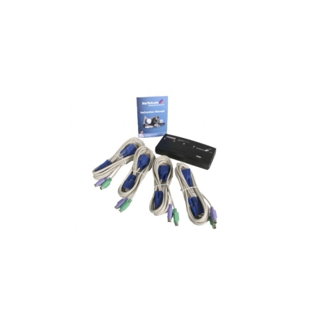 StarTech.com 4 Port Black PS / 2 KVM Switch Kit with Cables - 4 Port PS2 KVM Switch - KVM Switch with Cables - VGA KVM Switch (SV411K) - KVM switch - 4 x KVM port(s) - 1 local user - desktop - for P / N: SVECON6 - 0