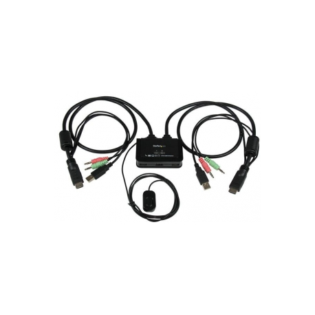StarTech.com 2 Port USB HDMI Cable KVM Switch with Audio and Remote Switch - USB Powered KVM with HDMI - Dual Port HDMI KVM Switch (SV211HDUA) - KVM  /  audio switch - 2 x KVM  /  audio - 1 local user - desktop - 6