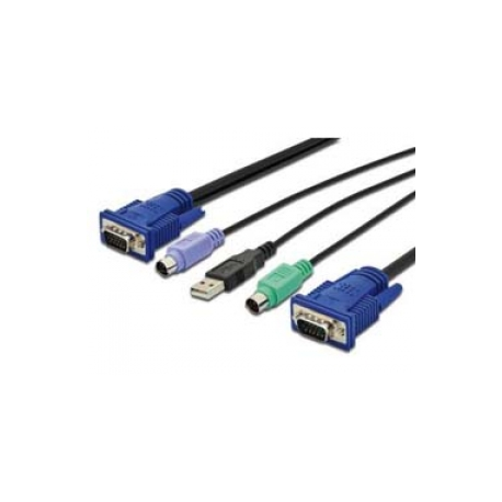 DIGITUS Octopus - Keyboard  /  video  /  mouse (KVM) cable - USB, PS / 2, HD-15 (VGA) (M) to HD-15 (VGA) (M) - 1.8 m - black - 0