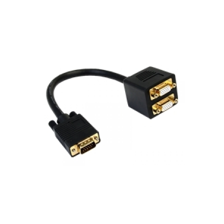 StarTech.com 1 ft. VGA to VGA Splitter Cable - M / F Dual Monitor Video Cable Splitter (VGASPL1VV) - VGA splitter - HD-15 (VGA) (M) to HD-15 (VGA) (F) - 30 cm - black - for P / N: DP2VGAMM6, DP2VGAMM6B, HD2VGAMM6, MXT101MM - 0