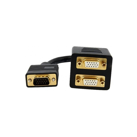 StarTech.com 1 ft. VGA to VGA Splitter Cable - M / F Dual Monitor Video Cable Splitter (VGASPL1VV) - VGA splitter - HD-15 (VGA) (M) to HD-15 (VGA) (F) - 30 cm - black - for P / N: DP2VGAMM6, DP2VGAMM6B, HD2VGAMM6, MXT101MM - 2