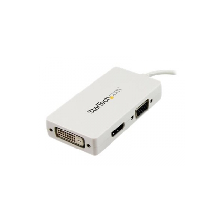 StarTech.com Travel A / V Adapter: 3-in-1 Mini DisplayPort to VGA DVI or HDMI Converter - White (MDP2VGDVHDW) - Video converter - DisplayPort - DVI, HDMI, VGA - white - for Apple MacBook Air; MacBook Pro - 0