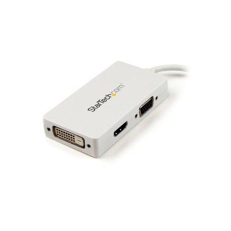 StarTech.com Travel A / V Adapter: 3-in-1 Mini DisplayPort to VGA DVI or HDMI Converter - White (MDP2VGDVHDW) - Video converter - DisplayPort - DVI, HDMI, VGA - white - for Apple MacBook Air; MacBook Pro - 1