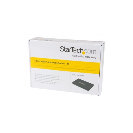 StarTech.com 4 Port HDMI Switch - 4K 30Hz - Aluminum Housing and MHL Support - 4x1 HDMI Switcher Box - 4K HDMI Selector Switch with Remote (VS421HD4K) - Video / audio switch - 4 x HDMI - desktop - AC 100 / 230 V - for P / N: SVA5M3NEUA - 3