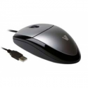 V7 MV3000 full sized Plug & Play USB optical LED mouse - Mouse - optical - 3 buttons - wired - USB - silver with black - retail