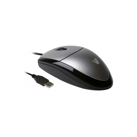 V7 MV3000 full sized Plug & Play USB optical LED mouse - Mouse - optical - 3 buttons - wired - USB - silver with black - retail - 6