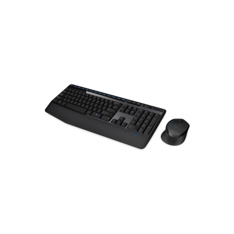 Logitech Wireless Combo MK345 - Keyboard and mouse set - wireless - 2.4 GHz - US International - black, blue - 2