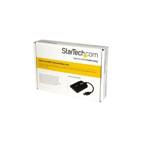 StarTech.com USB 3.0 to HDMI External Video Card Adapter - DisplayLink Certified - 1920x1200 - MultiMonitor Graphics Adapter - Supports Mac & Windows (USB32HDPRO) - Adapter cable - USB Type A male to HDMI female - 16 cm - black - 1920 x 1200 (WUXGA) support - for P / N: HDDVIMM3, HDMM12, HDMM15, HDMM1MP, HDMM2MP, HDMM3, HDMM3MP, HDMM50A, HDMM6, HDPMM50 - 1