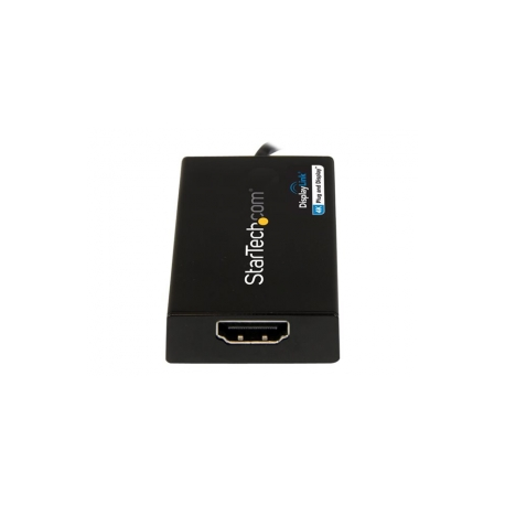 StarTech.com USB 3.0 to HDMI Adapter, 4K 30Hz Ultra HD, DisplayLink Certified, USB Type-A to HDMI Display Adapter Converter for Monitor, External Video & Graphics Card, Mac & Windows - USB to HDMI Adapter (USB32HD4K) - Adapter cable - TAA Compliant - USB Type A male to HDMI female - 20 cm - black - USB power + audio - for P / N: HDDVIMM3, HDMM12, HDMM15, HDMM1MP, HDMM2MP, HDMM3, HDMM3MP, HDMM50A, HDMM6, HDPMM50 - 3