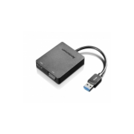 Lenovo Universal USB 3.0 to VGA / HDMI Adapter - External video adapter - USB 3.0 - HDMI, VGA - for ThinkBook 14s Yoga G2 IAP; ThinkPad E14 Gen 4; L13 Yoga Gen 3; P1 Gen 5; T14s Gen 3 - 1