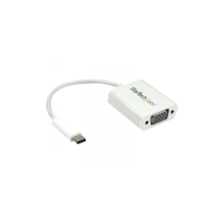 StarTech.com USB-C to VGA Adapter - White - 1080p - Video Converter For Your MacBook Pro / Projector / VGA Display (CDP2VGAW) - USB / VGA adapter - USB-C (M) to HD-15 (VGA) (F) - USB 3.1 Gen 1 / Thunderbolt 3 - 17.5 m - USB power, 1920 x 1200 (WUXGA) support - white - for P / N: TB3DK2DPPD, TB3DK2DPPDUE, TB3DK2DPW, TB3DK2DPWUE, TB3DKDPMAW, TB3DKDPMAWUE - 0