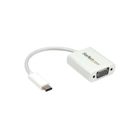 StarTech.com USB-C to VGA Adapter - White - 1080p - Video Converter For Your MacBook Pro / Projector / VGA Display (CDP2VGAW) - USB / VGA adapter - USB-C (M) to HD-15 (VGA) (F) - USB 3.1 Gen 1 / Thunderbolt 3 - 17.5 m - USB power, 1920 x 1200 (WUXGA) support - white - for P / N: TB3DK2DPPD, TB3DK2DPPDUE, TB3DK2DPW, TB3DK2DPWUE, TB3DKDPMAW, TB3DKDPMAWUE - 3